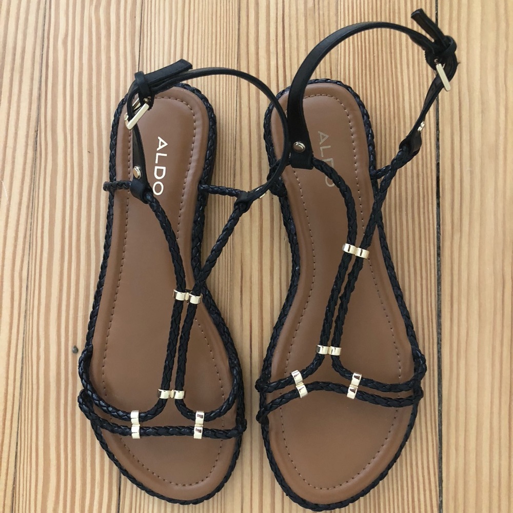 Black braided Aldo sandals never worn! Size 8.5